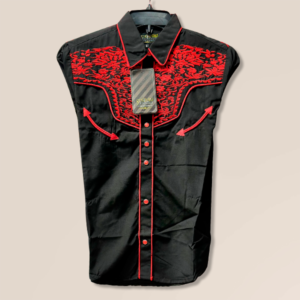 camisa de vestir negra con rojo